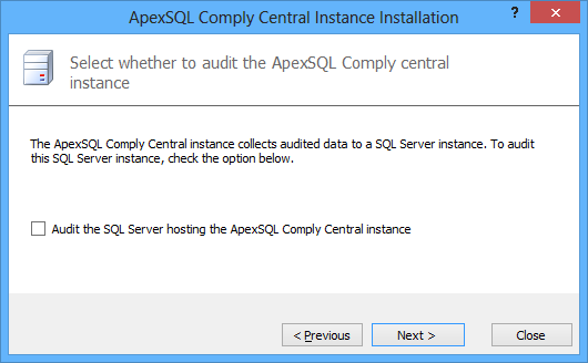 Selecting whether to audit ApexSQL Audit Central Instance