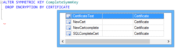 Completing the certificates hint-list with available certificates