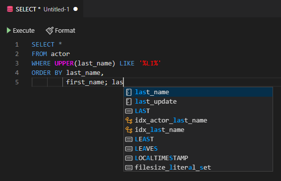 Browsable auto-complete hint-lint in ApexSQL editor