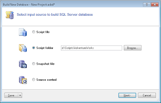 Selecting input source to build SQL Server databases