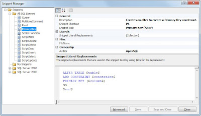 SQL Complete snippet manager