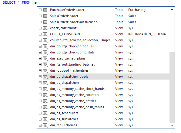 ApexSQL Complete recognizes a wider array of objects.