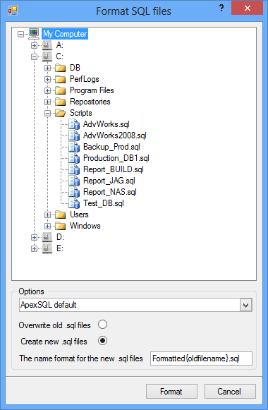 Batch formatting feature - Format SQL files