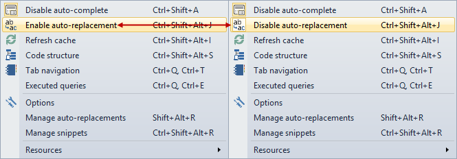 Disable and enable the auto-replacement feature
