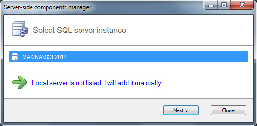 Selecting SQL Server instance
