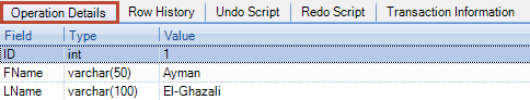 ApexSQL Log dialog showing operational details for each SQL transaction