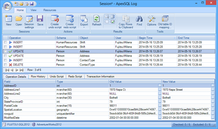 The main ApexSQL Log 2013 application window