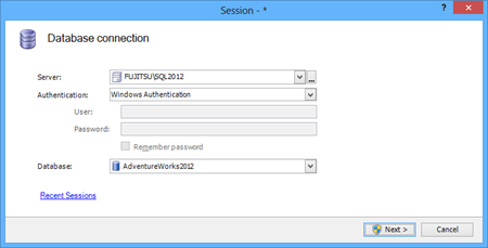 The Database connection dialog in ApexSQL Log 2013