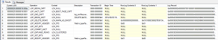 The look of the transaction log after issuing the above command