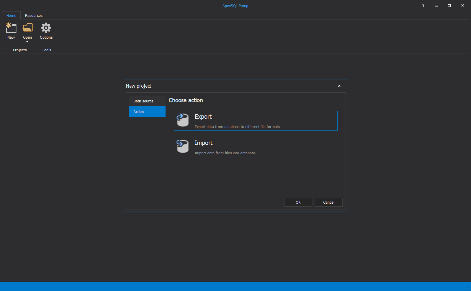 ApexSQL Pump Export action feature