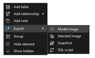 Options from the right-click context menu 
