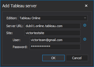Add tableau server to document with the SQL documentation tool