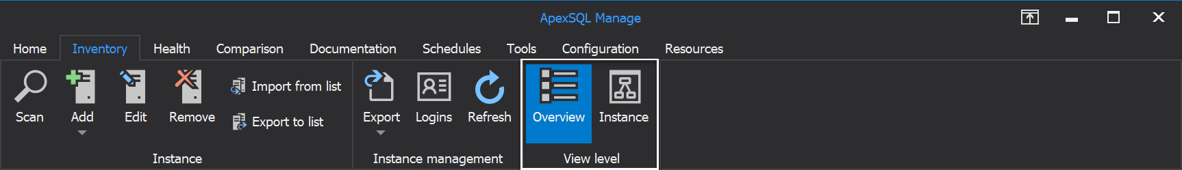 Overview and Instance view of SQL Server instances