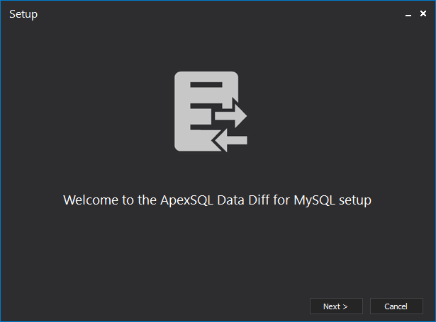 ApexSQL Data Diff for MySQL Welcome screen