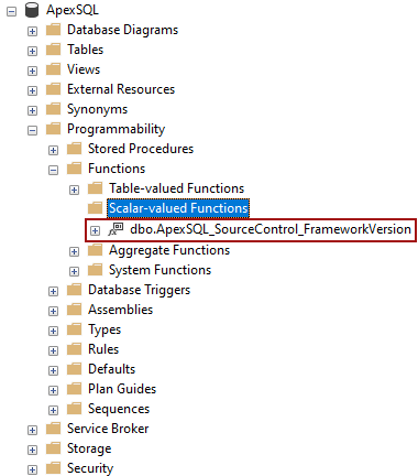 FrameworkVersion function in the database linked in the dedicated development model