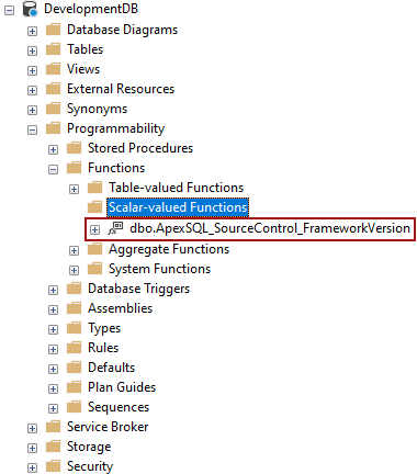 FrameworkVersion function in the  framework object database