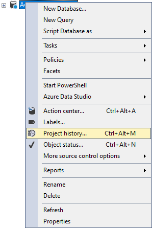 The Project history command