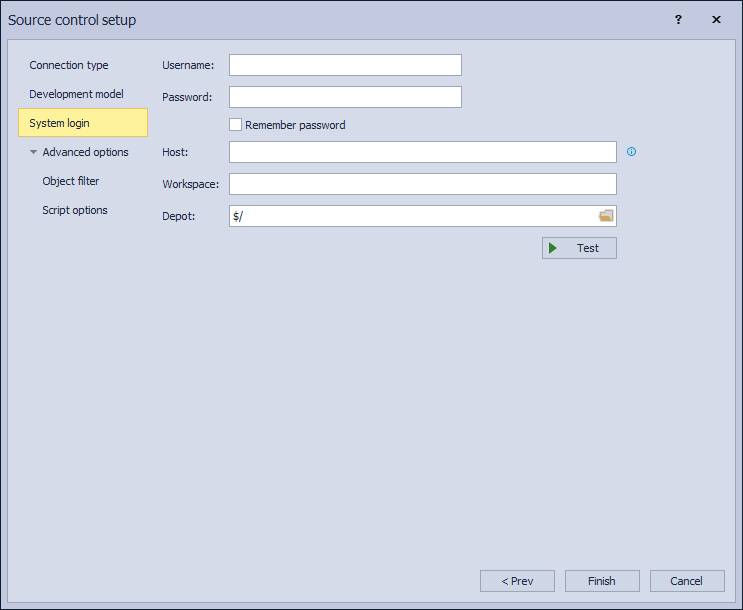 The System login tab – Perforce