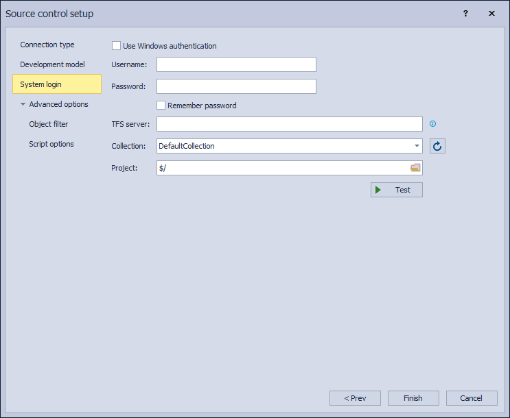The System login tab – Team Foundation Server – HTTP(S) when alternative credentials are used
